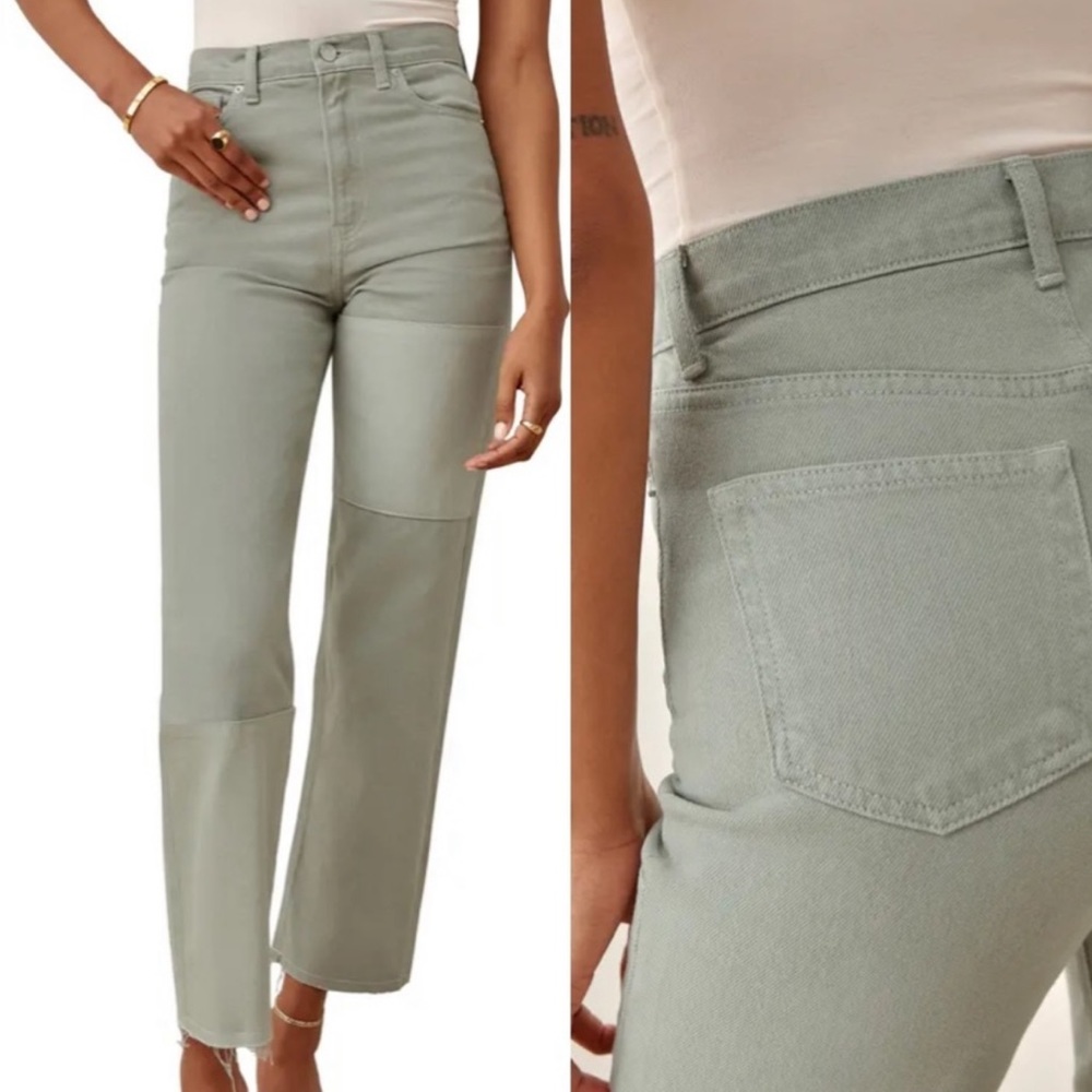 Reformation ryan tonal patch high rise jeans in wash limon